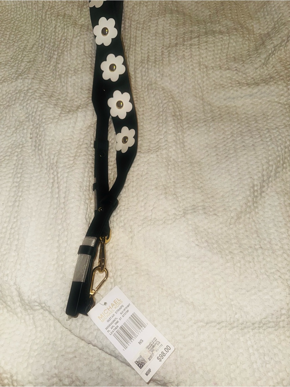 Michael Kor/MK Black Floral Appliqué Bag Strap, guitar strap 🌼 NWT- - Picture 8 of 14